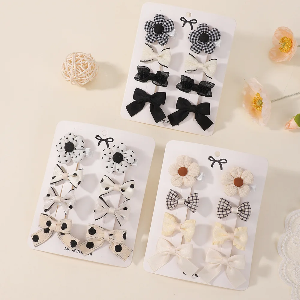 

Monochrome Gingham Checkerboard Hair Clips Set Polka Dot Patterns Sweet Floral Decor For French Style Elegant Hair Styling
