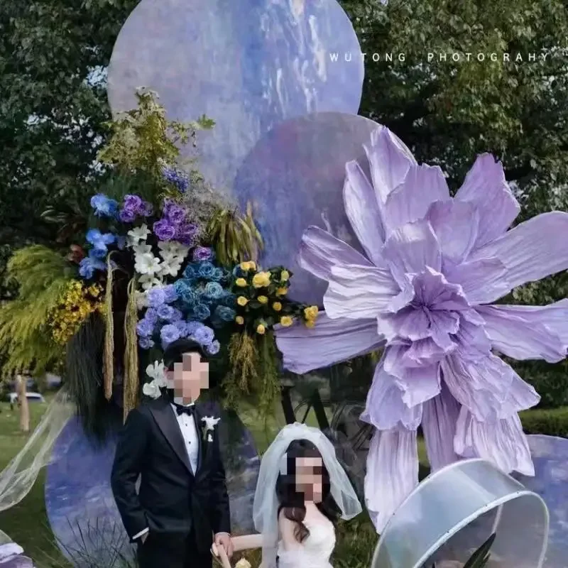 The source manufacturer's wedding scene background arrangement, window giant paper art flower handmade folds, window giant