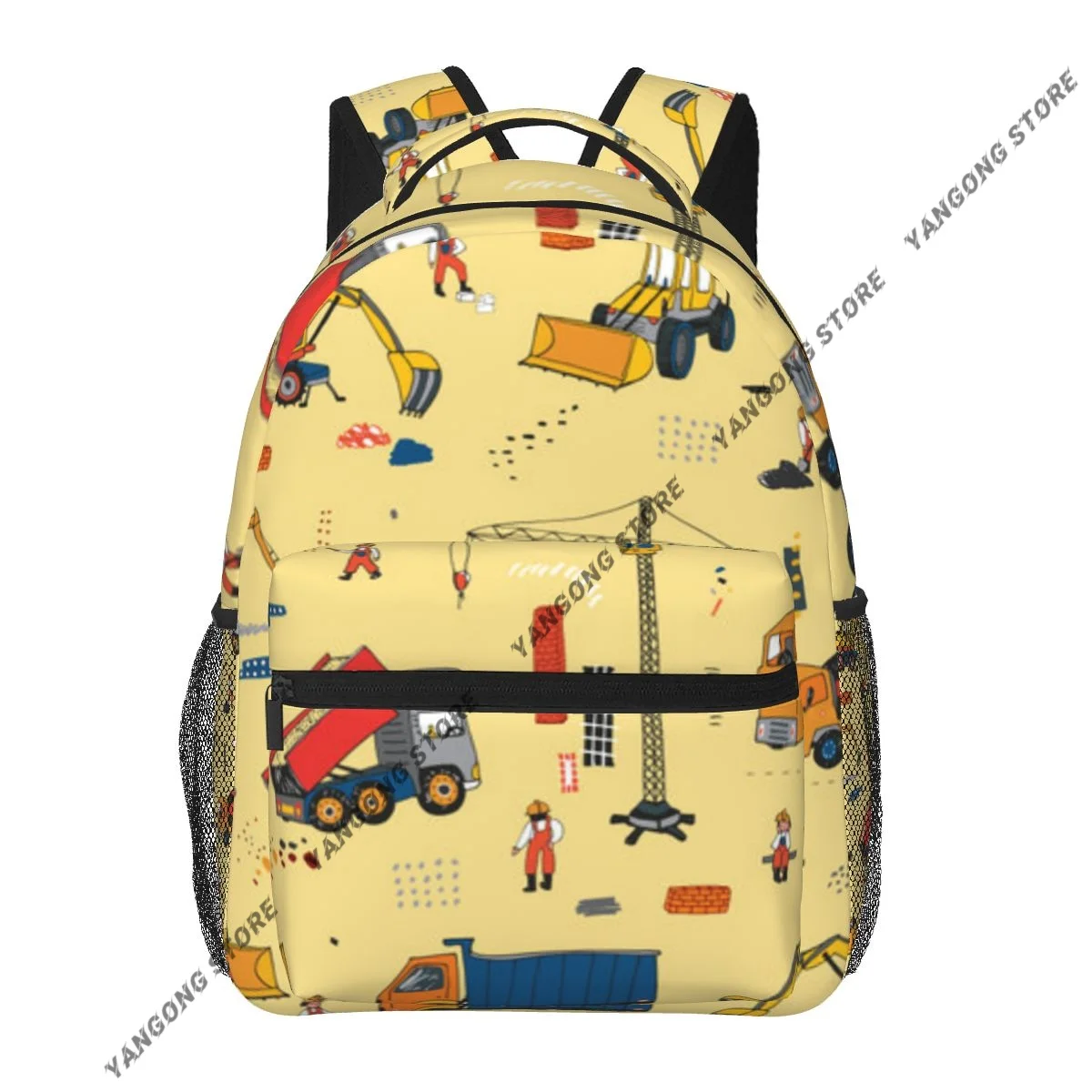Construction Equipment And Workers Illustration Backpack School Bags Casual for Teenager Girls Shoulder Bag Travel Bags
