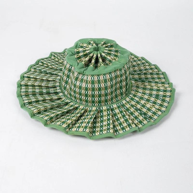 1 pc Summer ins New stylish foldable sun protection straw hat for women casual versatile pleated sunshade Beach Caps