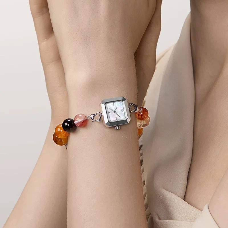 TIMETOKEN 2025 New Style Women's Watch with Warm Color Free-Form Natural Crystal Fashionable Versatile Minimalist