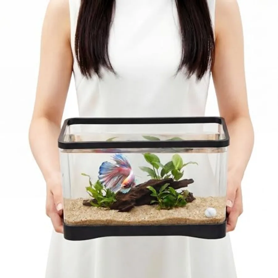 

2 Gallon Plastic Rectangular Fish Tank, Aquarium for Betta Fish Reptiles Succulents Flower Centerpiece, Shatterproof with Clear