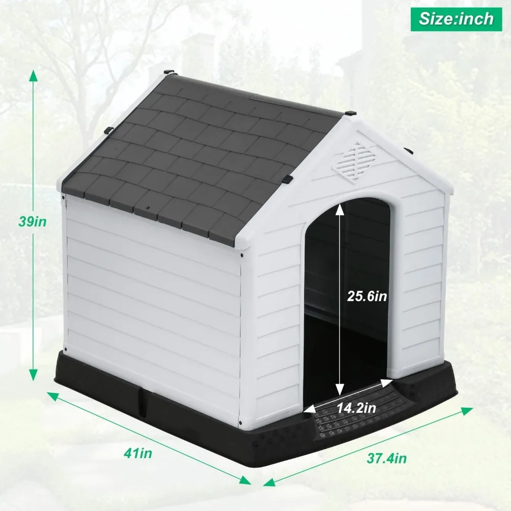 Indoor and Outdoor Plastic Dog House, Durable Ventilate, Waterproof Pet House, Insulated Puppy Shelter, Kennel Crate