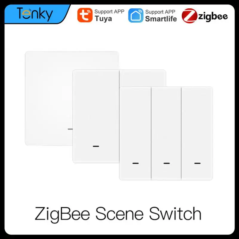 Tuya ZigBee Smart Switch 1/2/3 Gang Wireless Wall Button Switch Scene Switch Battery Powered Smart Home Smart Life APP Control