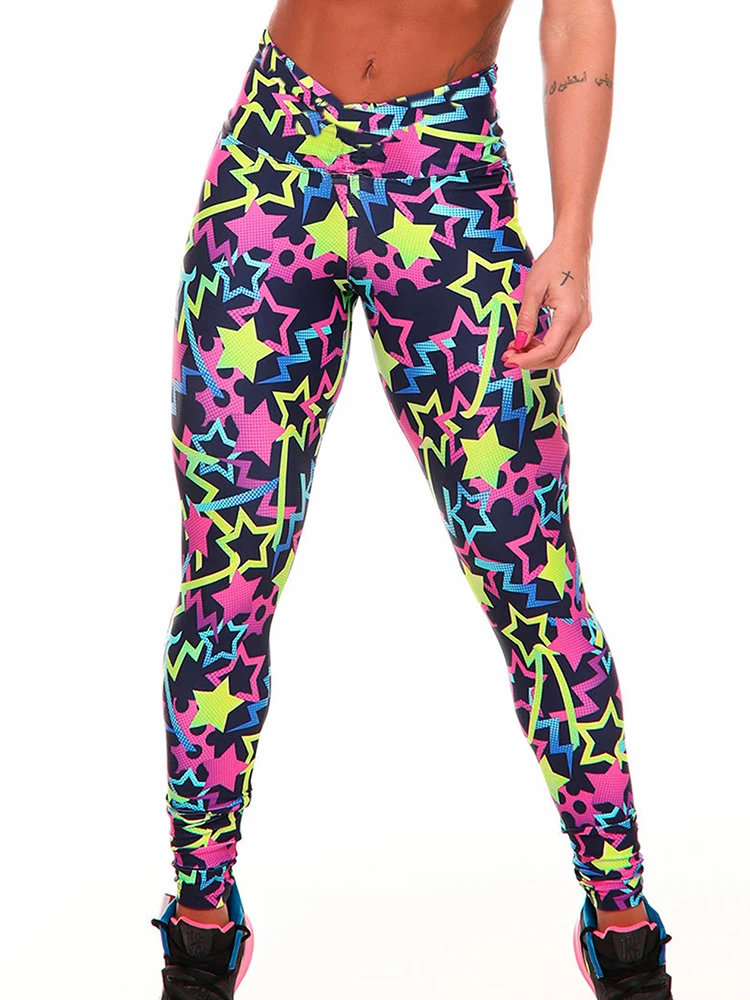 Mallas de Yoga estampadas para mujer, Leggings de cintura alta, mallas deportivas coloridas, ropa deportiva STR, pantalones de entrenamiento para gimnasio