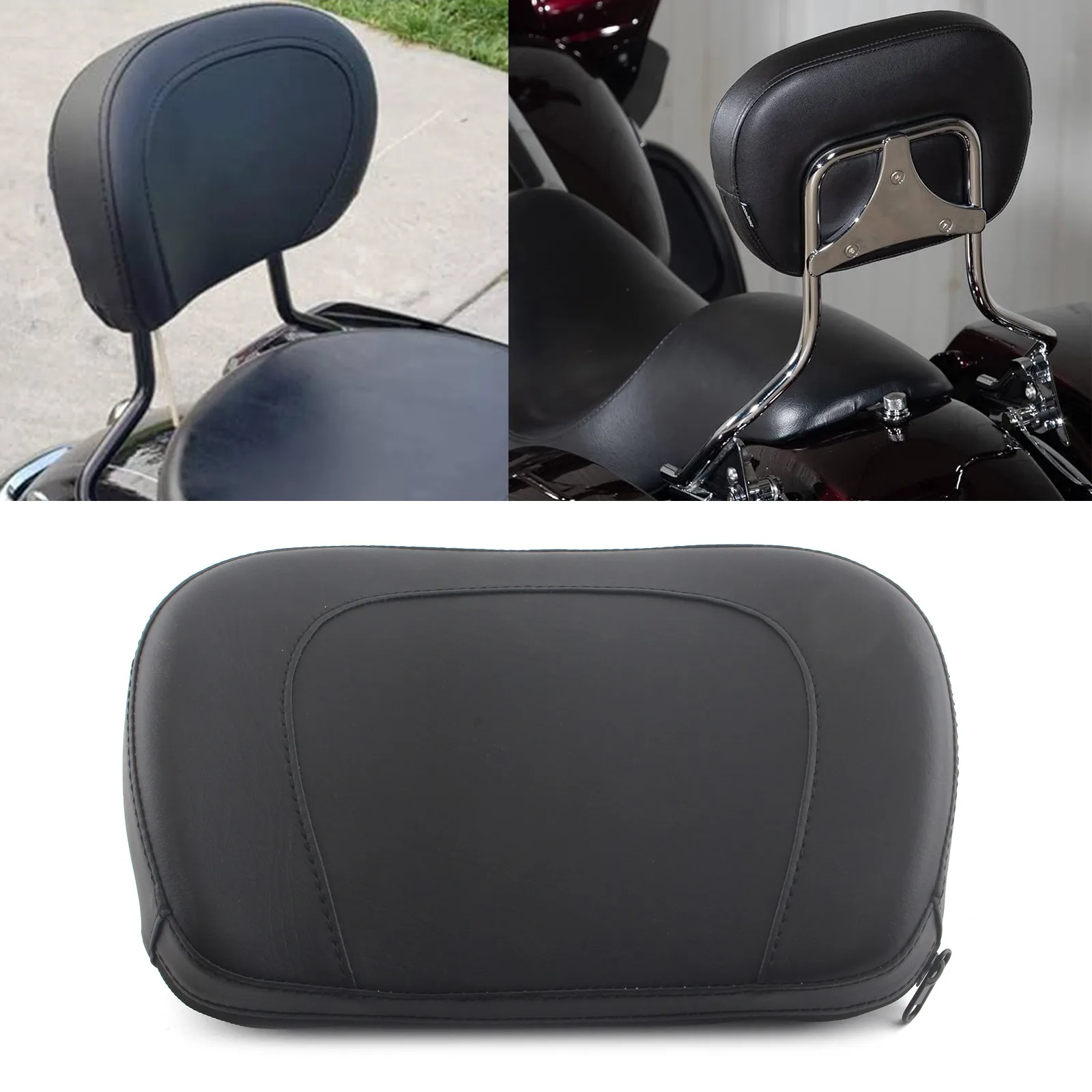 For Harley Davidson Touring Model 1997-later Motorcycle PU Leather Detachable Sissy Bar Backrest Pad Bracket view 4