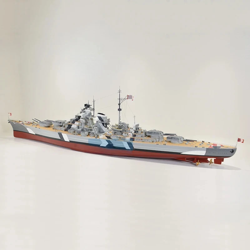 Bismarck-barco de guerra alemán de la Segunda Guerra Mundial, modelo de buque de guerra terminado, juguete de simulación artesanal, modelo de barco de Control remoto, 1/150