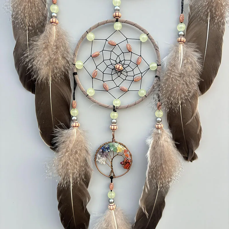 Dream Catcher Luminous Hand-woven Feathers Wind Chime Living Room Bedroom Hanging Ornaments Wall Pendant Birthday Festival Gifts