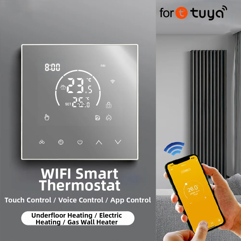 for Smart Thermostat for Tuya WiFi For Heating Control with for child Lock Supports Water Electric Wall Mounted Boilers