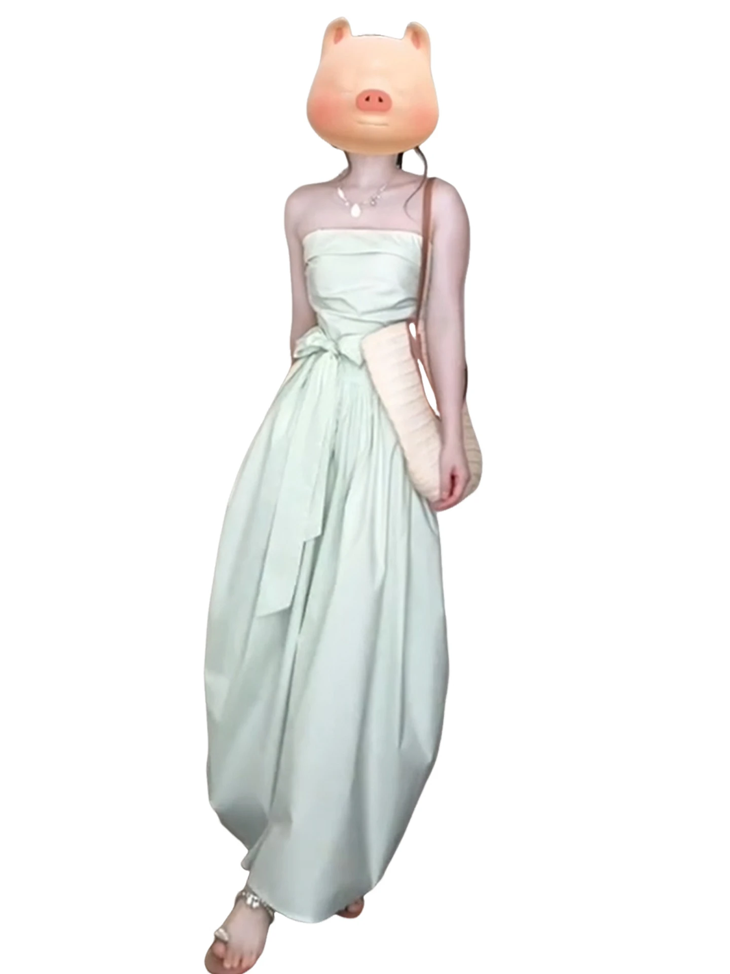 เดรสยาวทรงเอ ผูกเอว ผู้หญิง สวย ทันสมัย สไตล์ญี่ปุ่น หวาน น่ารัก รุ่นใหม่ ขายดี สำหรับฤดูร้อน