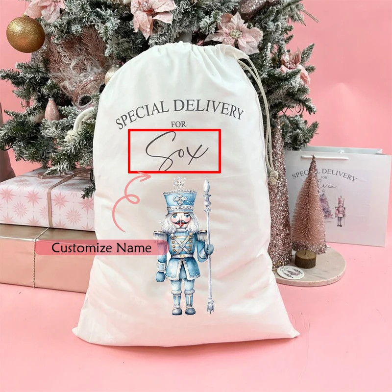 Personalised Nutcracker santa sack Merry Christmas Eve holiday Stocking New Year kid boy girl baby 1st First Xmas gift toy bag