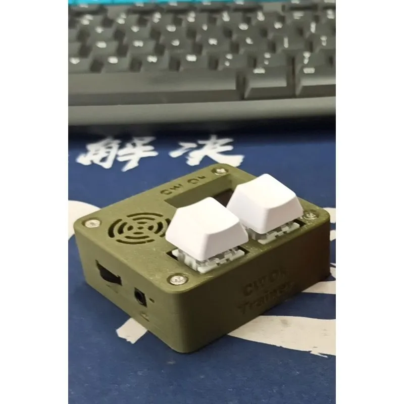 Treinador de código Morse impresso em 3D verde profundo Tela OLED de 0,96 polegadas Chave CW automática de remo duplo com botão quadrado estilo CWO