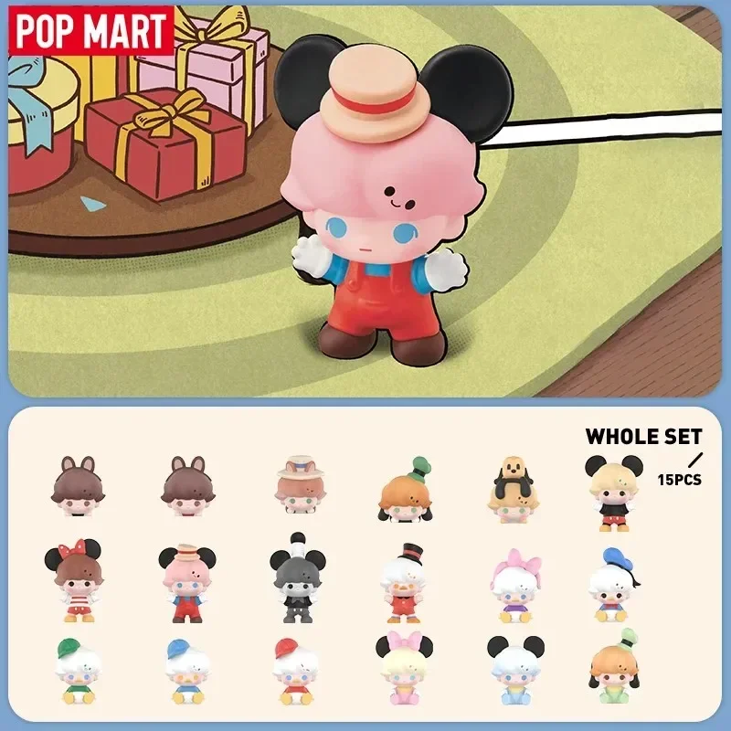 POP MART POP BEAN DIMOO WORLD x DISNEY Classic Series (3 قطع por paquete) 1 unidad/10 piezas صندوق أعمى ألعاب Kawaii Anime