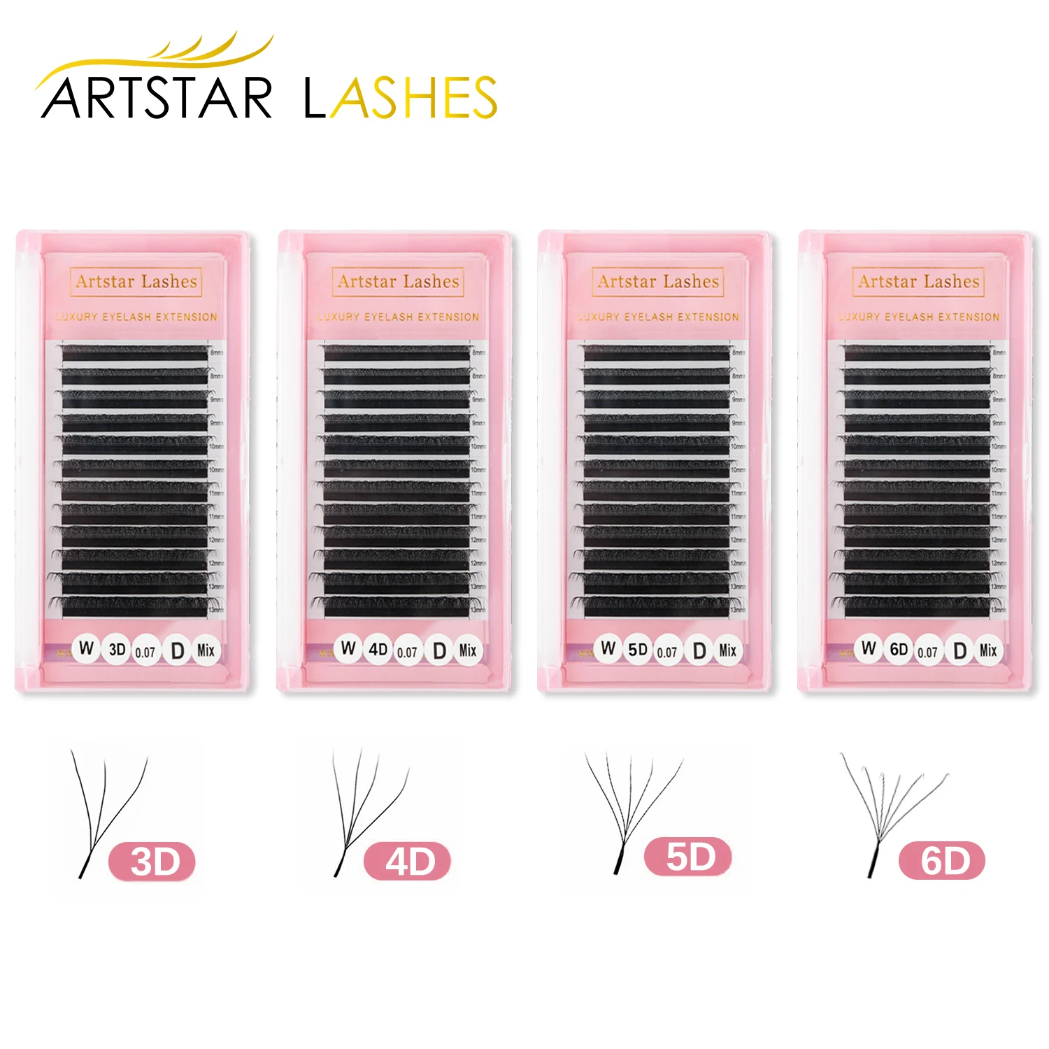 ARTSTAR W Shape Lashes 3D 4D 5D 6D W Eyelash Extensions C CC D Curl Premade Volume Fans Soft Natural False Lash Makeup