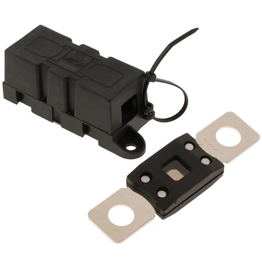Durable Mega Bolt-down Fuse Holder Large Capacity 200A Time Delay Block 32V for Vehicle Yacht Truck Van Golf