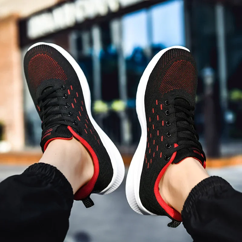 Zapatos informales de moda para hombre, zapatillas ligeras transpirables para caminar al aire libre, zapatos planos con cordones, zapatos de talla grande