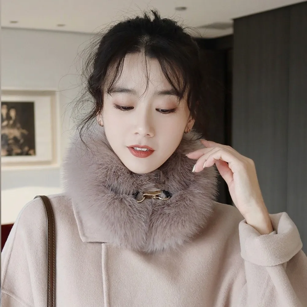 

Элегантный воротник из искусственного меха, пушистый защитный шарф для шеи, мягкое зимнее теплое пальто с искусственным воротником