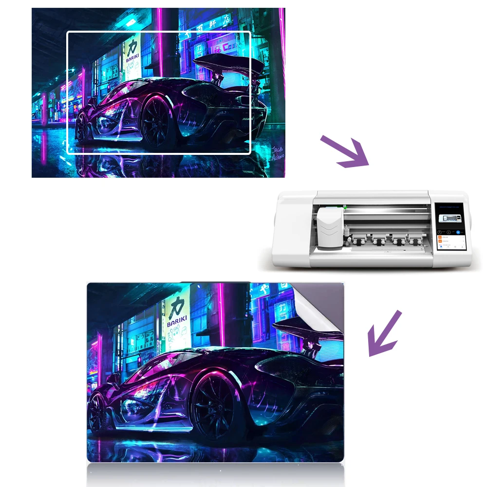 FONLYU 10PCS 3D Relief Laptop Tablet Decal Skins Stickers For 12 14 15 16 inch Notebook Cover Protective Film Cutting Machine
