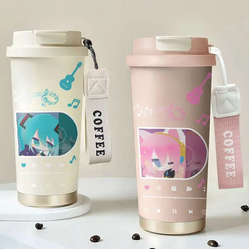 

Hatsune Miku Animation Kawaii Large Capacity Straw Insulation Cup Cute Summer Double Drink Portable Cold Cup Coffee Water Cup