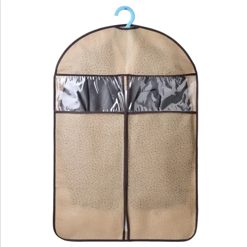 Thick Non-woven Fabric Dustproof Cover Suit Sleeve Embossed Storage Hanging Pocket Clothes DustCover Suit