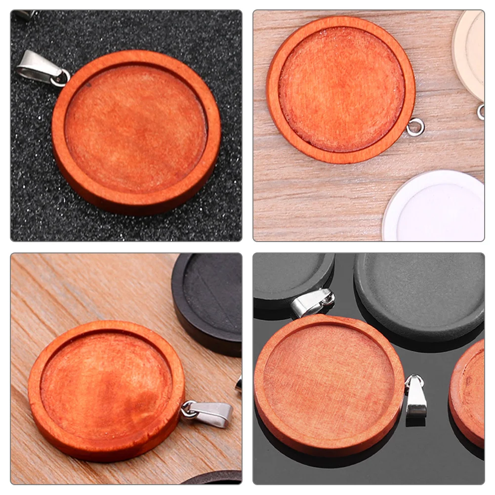 

10Pcs Bezel Pendant Trays Wooden Round Shape DIY Jewelry Crafting Trays Blank Bases for Necklace Bracelet Making