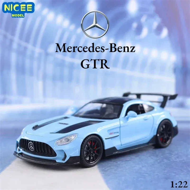 1:22 Mercedes-Benz GTR simulazione di auto sportive pressofuso in lega di metallo modello di auto Sound Light Pull Back Collection regali giocattolo per bambini X55