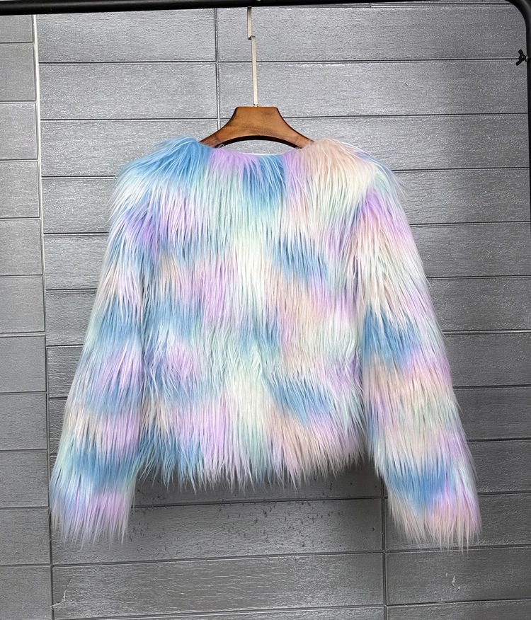 Original Design Colourful Faux Fur Coat Female Jacket Lady Shaggy Outerwear Women\'s Winter Coats Factory Direct Sales Promotion