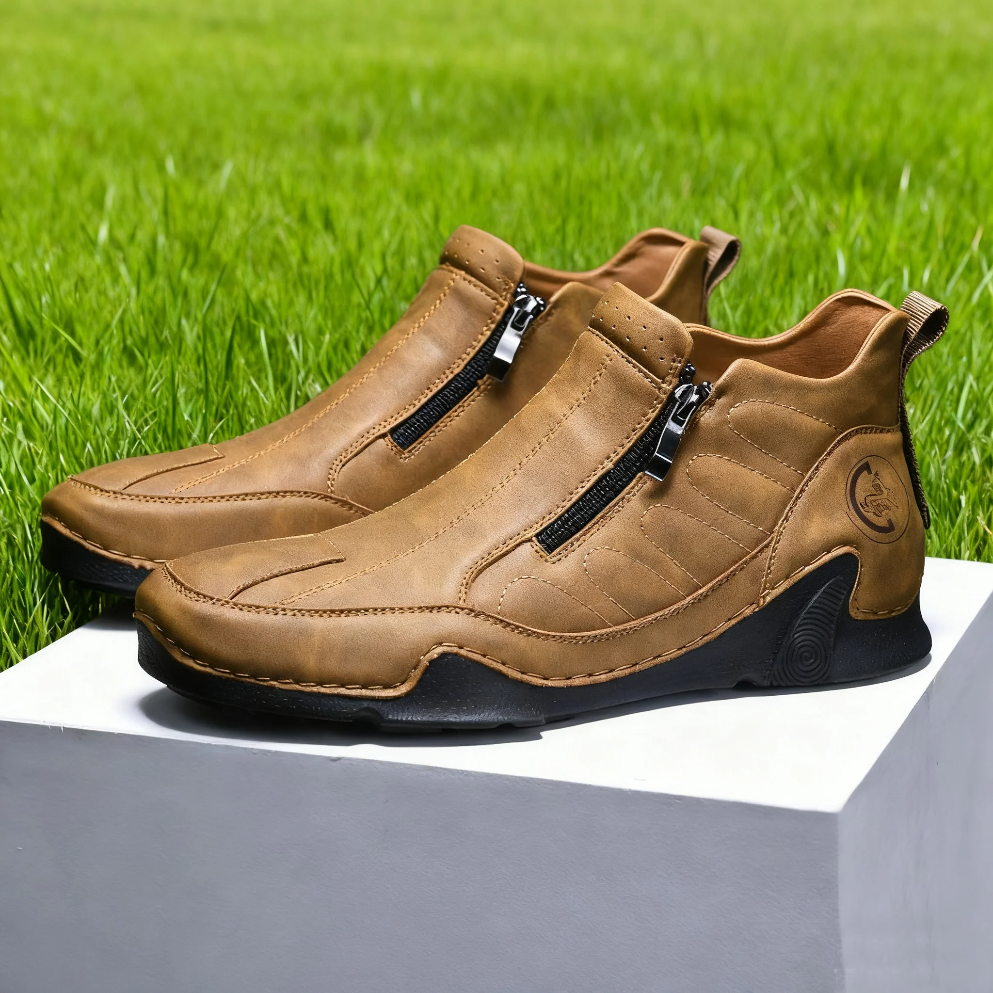 

Fashion men's waterproof non-slip zipper outdoor boots autumn and winter casual work boots