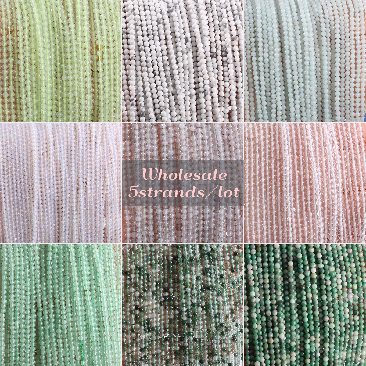 

5strand/lot Natural Stone Round Beads Agate Jade Green Aventurine Turquoise Loose Spacer Beaded for Jewelry Making Accessories
