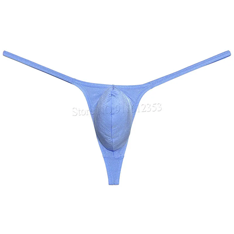 Male G-String Lingerie Coverage T-back Pouch Enhancing Thong Underwear Shiny Bikini for Men