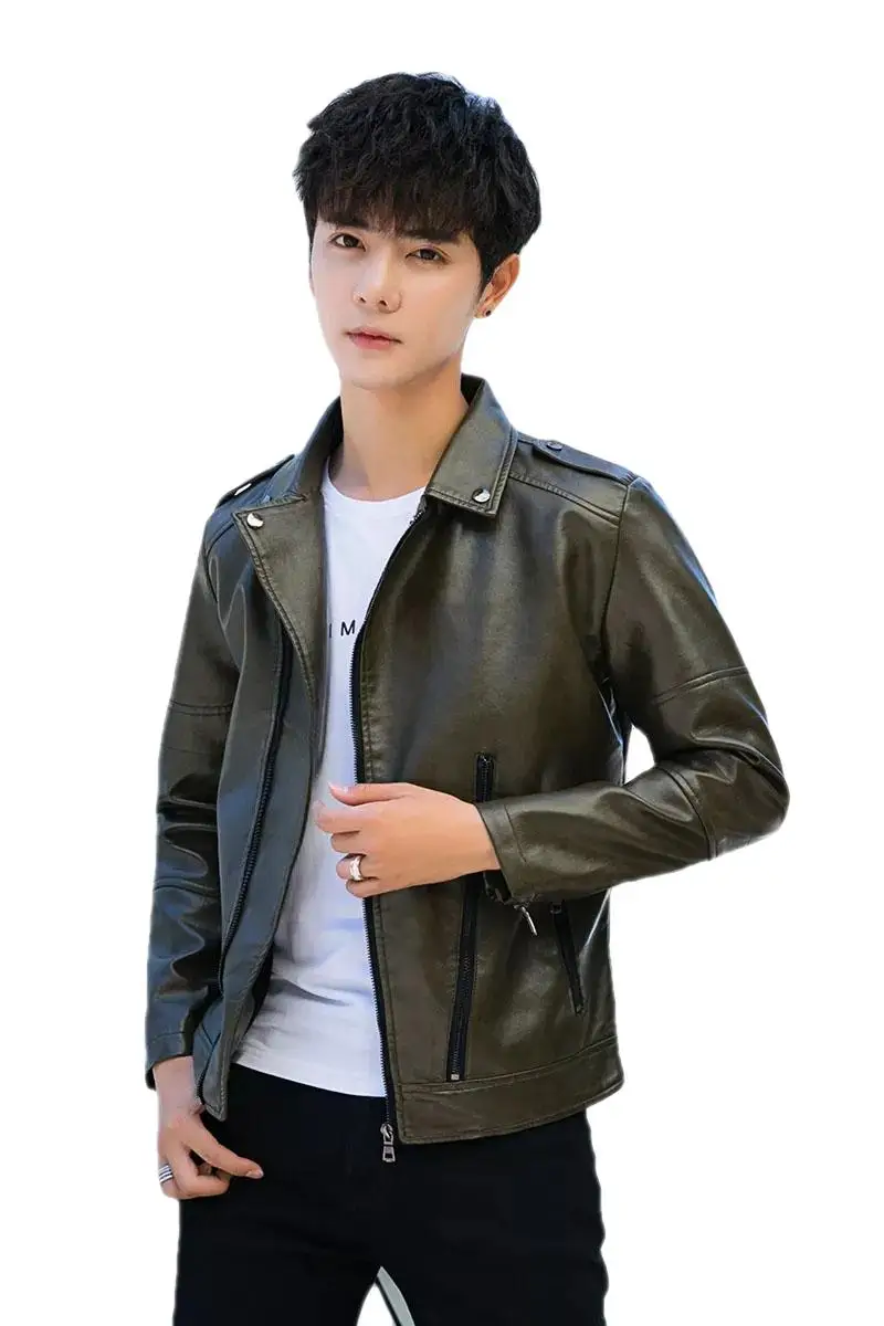 

New Paragraph Of A Hundred And One Young Handsome Pu Leather Nice Autumn And Winter Men's Leather Jacket Clothes Korean Version