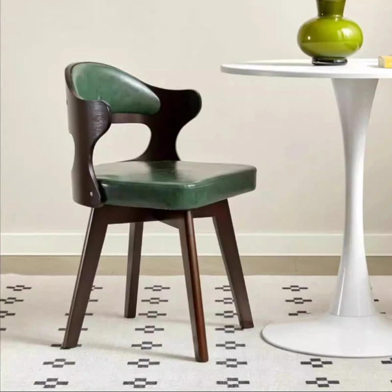 

Solid wood Chinese light luxury rotating makeup chair bedroom study backrest book desk chair