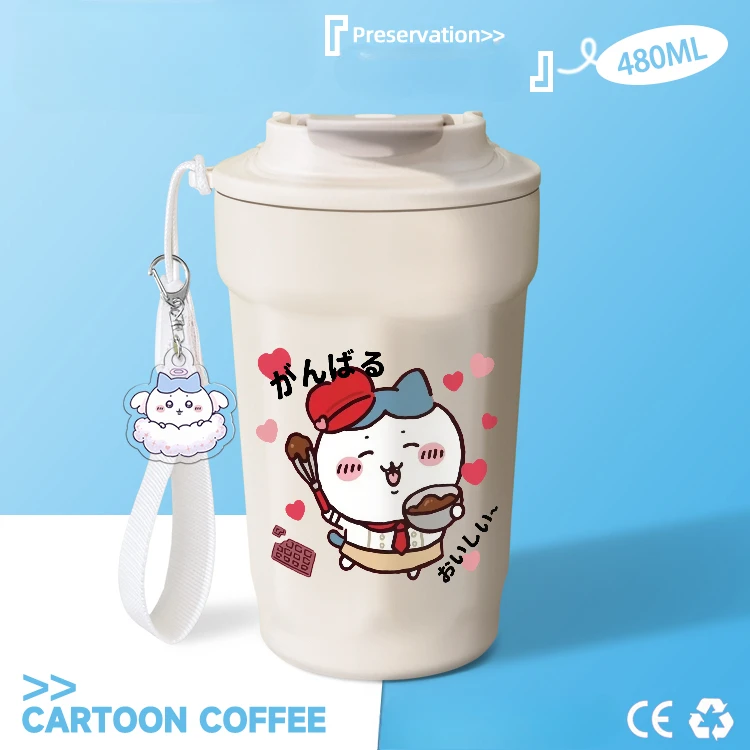 Kawaii Chiikawa Hachiware Usagi mignon thermos en acier inoxydable grande capacité voiture double boisson tasse à café