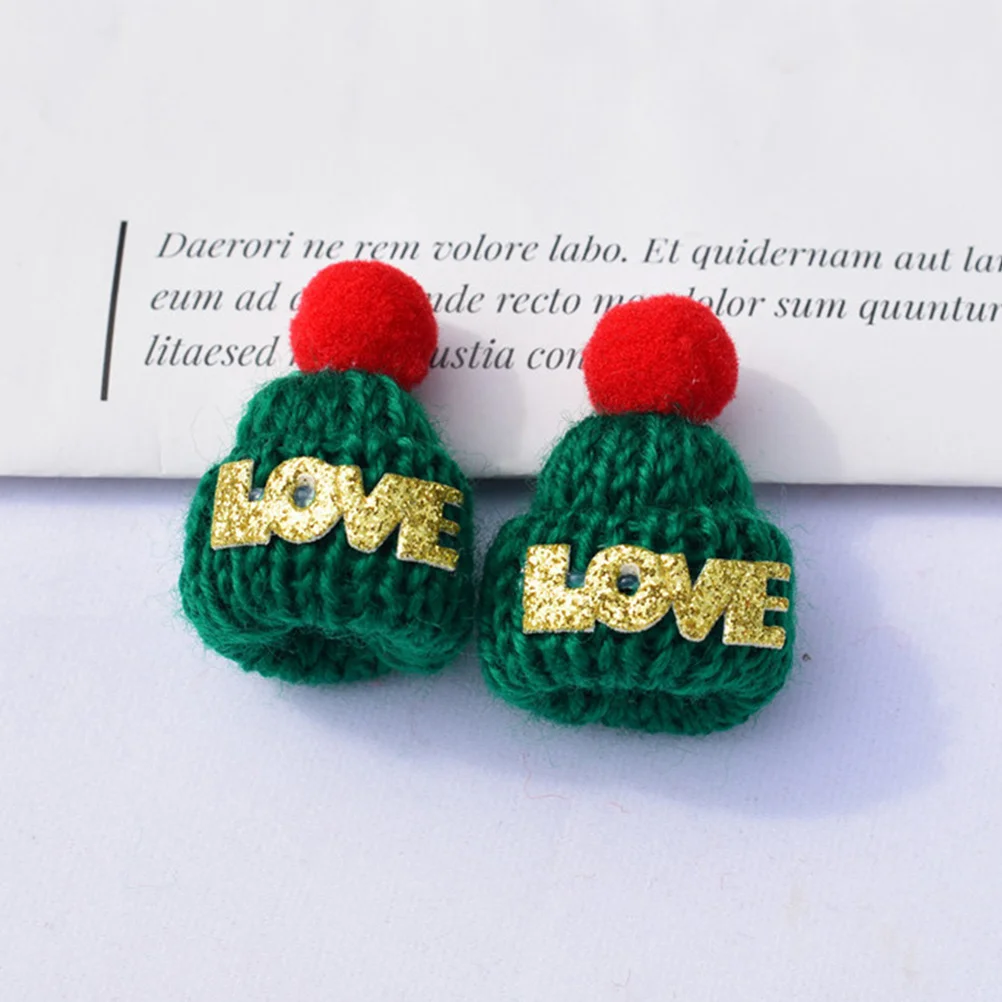 

36 шт. миниатюрных вязаных шапочек из мягкой шерстяной пряжи для декора: шапочки Санты, снеговика, украшения для рождественской елки