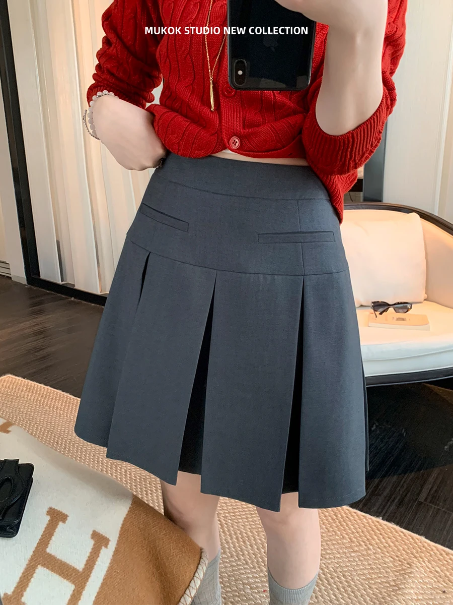 

Юбка MUKOK плиссированная женская с высокой талией, приталенная, А-силуэт, весна-осень, новая коллекция, удобная для повседневной носки