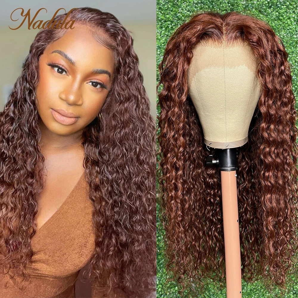 Nadula Hair Water Wave #33 Red Brown Auburn Colored Wig 13x4 Lace Front Wigs With Baby Hair Pre Plucked Human Hair Wig For Women