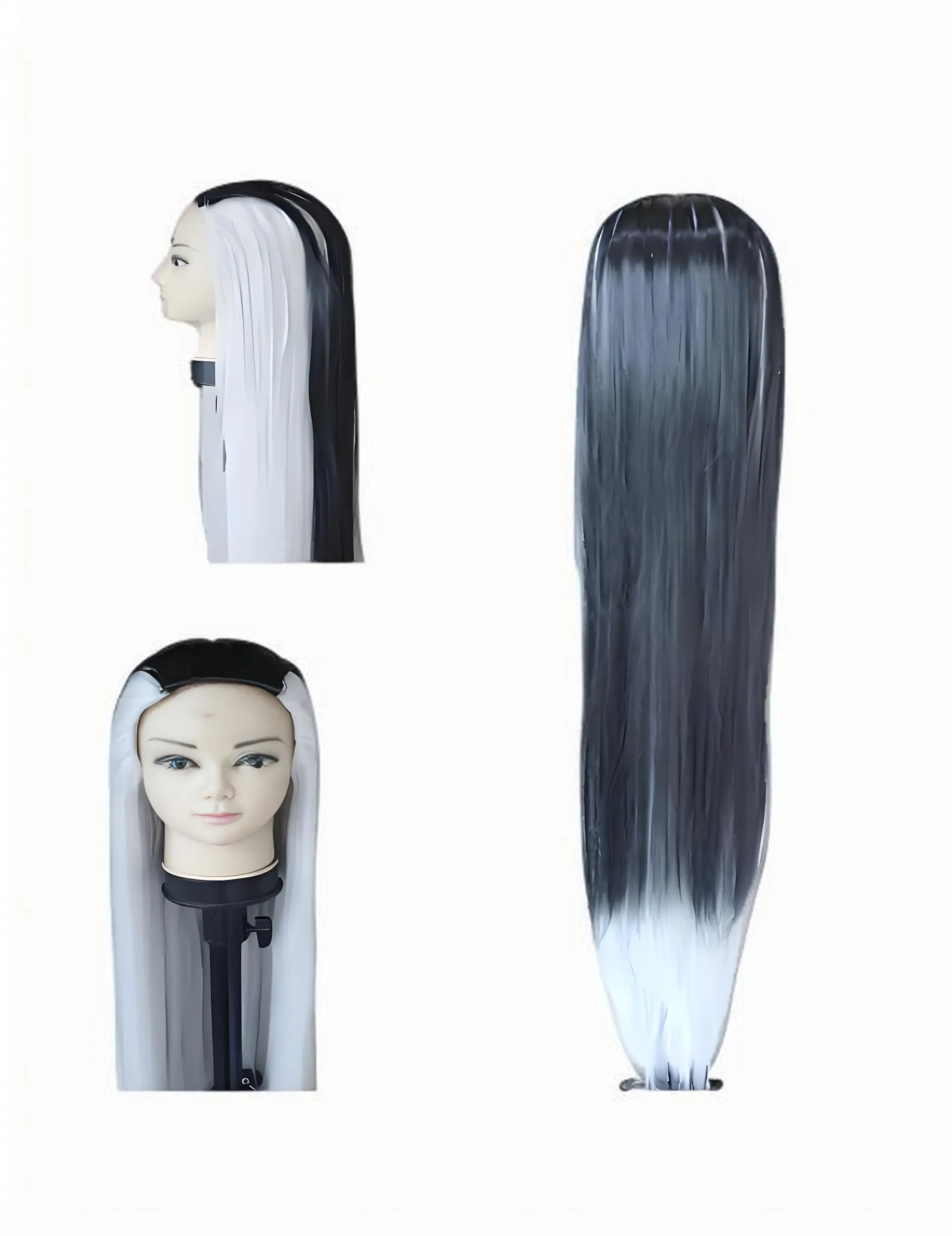 Heat Resistant fiber Cosplay Wig for Mortal Kombat Sindel Silver Black Long Straight Cosplay Wig
