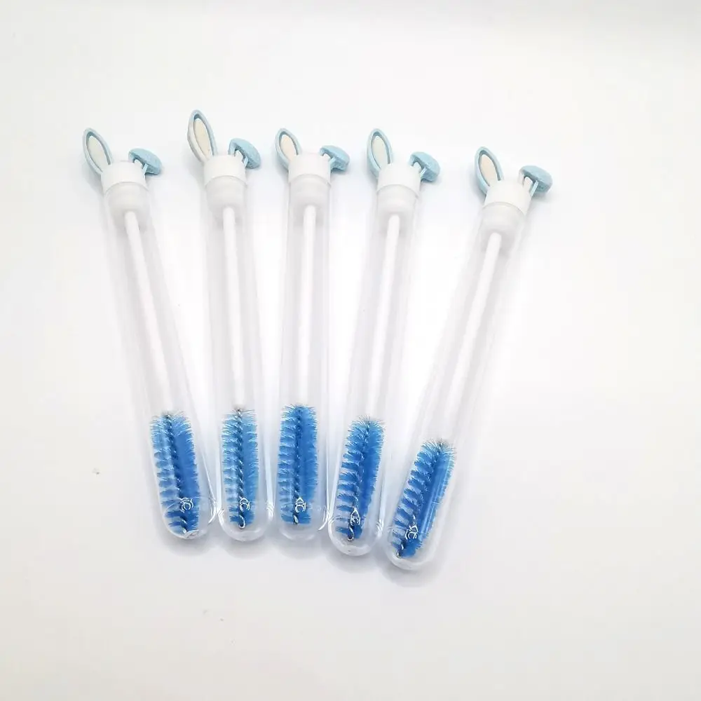 Round Comb Teeth Rabbit Ears Mascara Brush Clear Creative Glitter Mascara Wand Dust-proof Reusable Tube Tube Eyelash Brush