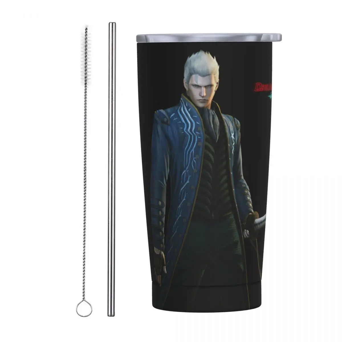 Vergil From The Devil May Cry Series Stainless Steel Tumbler Vacuum Insulated Mug Thermal Cold Cup Straw With Lid 20oz