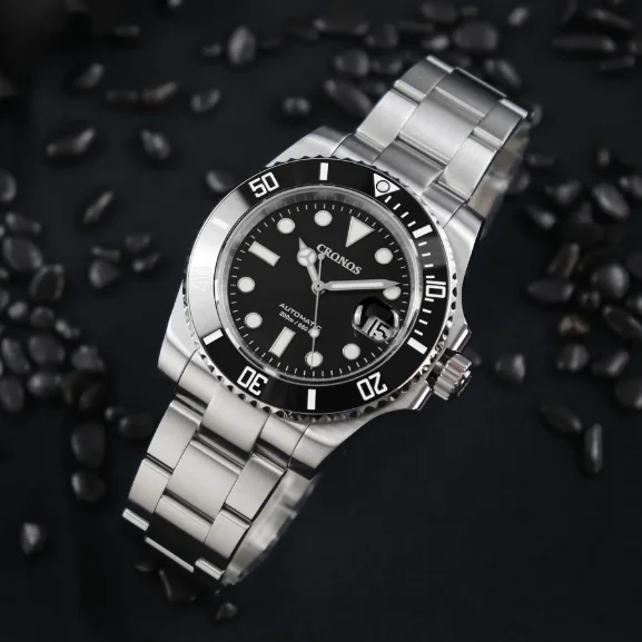 

CRONOS Men Diver Watch 40mm Military Automatic Mechanical Wristwatch BGW-9 Luminous 20ATM Sapphire NH35 Glidelock Clasp