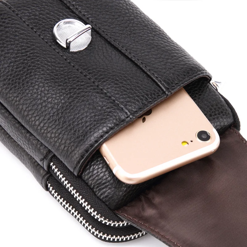 حقيبة كروس جلدية عصرية للرجال بخصر من الجلد الطبيعي للهاتف للرجال بطبقة علوية من جلد البقر حقيبة عصرية متعددة الوظائف للاستخدام الخارجي