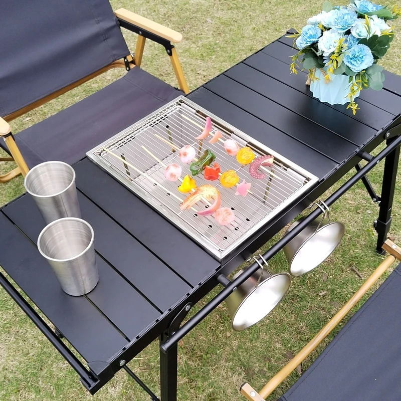 Lohascamping IGT BBQ Grill 304 Stainless Steel Barbecue Grill Portable Folding Firewood Stove Barbecue Camping Stove Firepower A