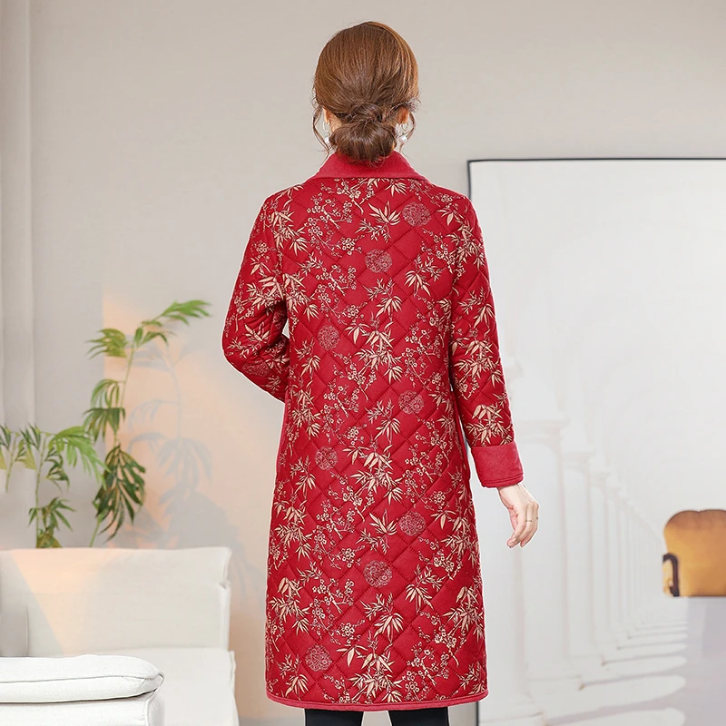 Chaqueta de algodón de longitud media para mujer, abrigo ajustado, estilo de ciudad de hielo china, chaqueta a prueba de viento de talla grande, Tops cálidos para mujer