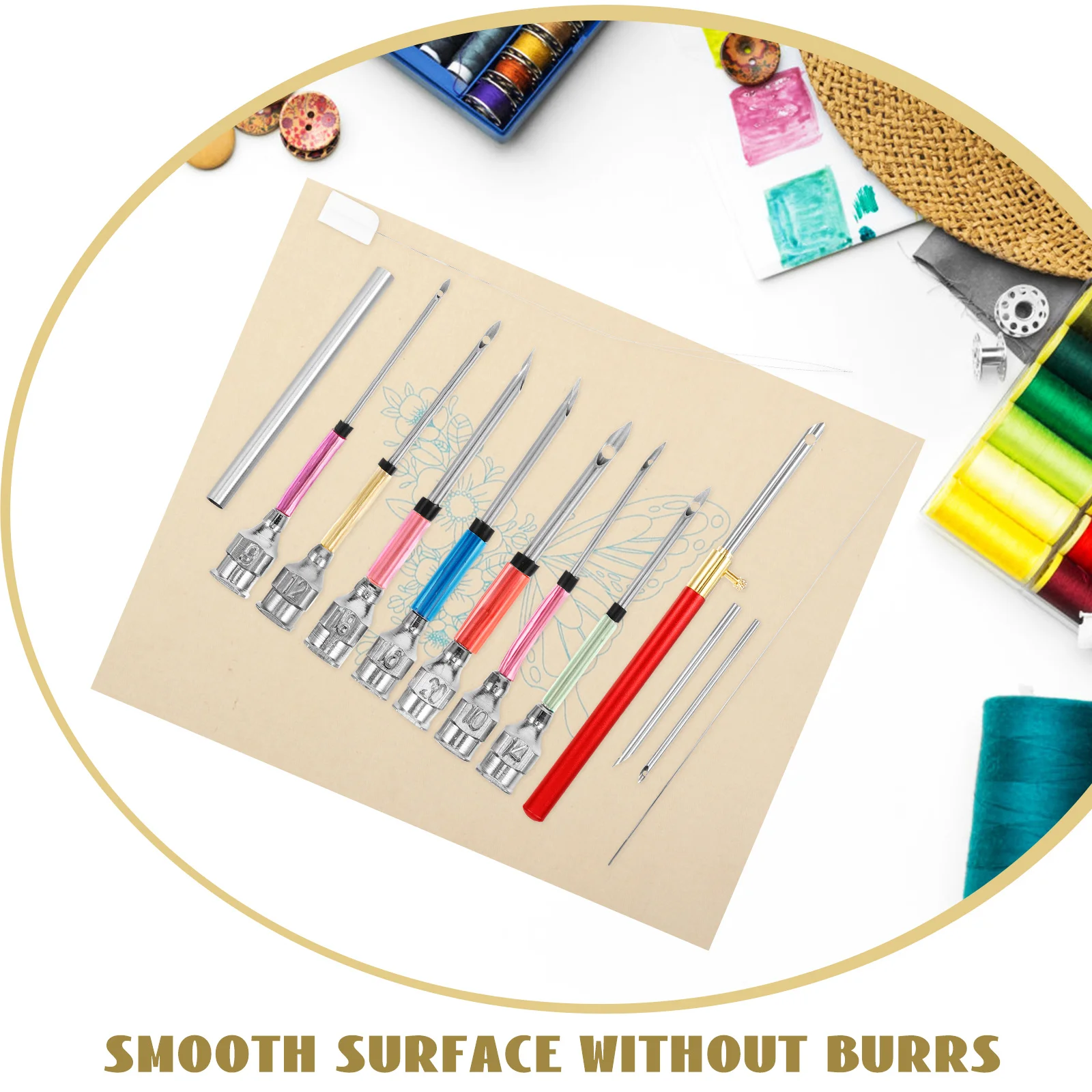 

1Set Practical Punch Needle Set for Embroidery Sewing Works Curtain Pillowcases Clothing Decorative Paintings Needle