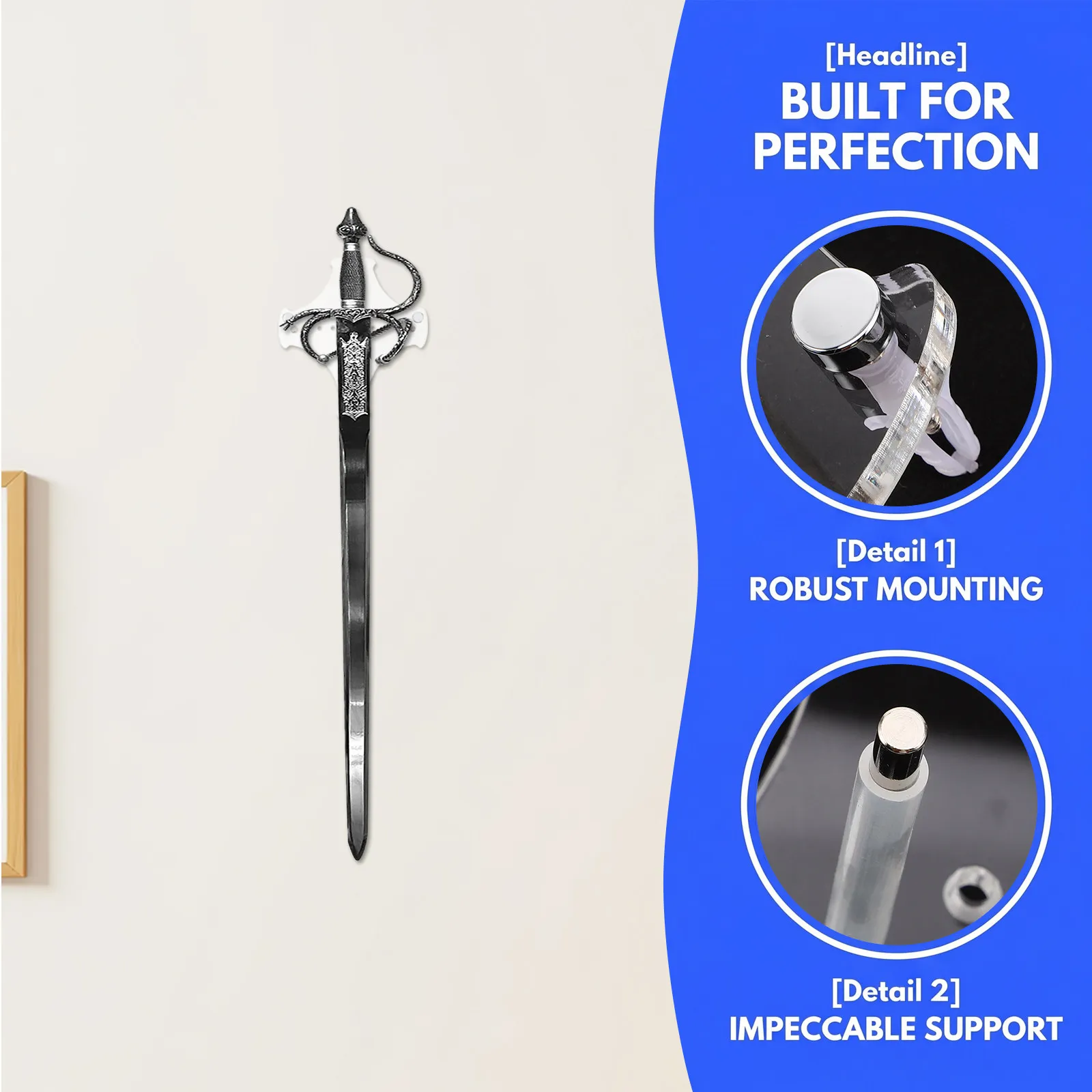 Acrylic Axe Wall Mount Holder Adjustable Transparent Vertical Display Rack for Hatchet Knife Exhibition Wall Mount view 2