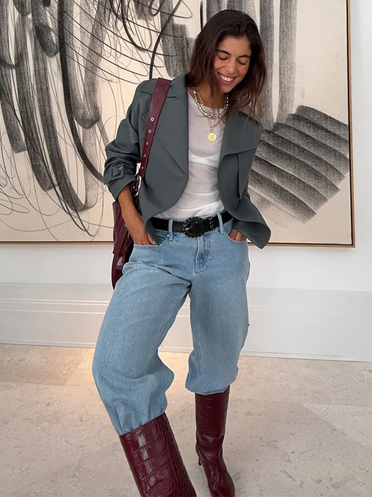 Giacche in pelle stile motociclista corto solido Capispalla moda autunno inverno da donna Personalità Nuovo modello transfrontaliero