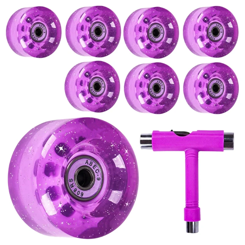 

8 Pack 32X58mm,82A Quad Roller Skate Wheels With Bearing Installed For Double Row Skating