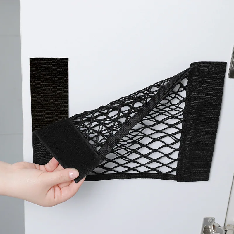 3475 Wall Mount Garbage Bag Storage Organizer Magic Sticker Mesh Pouch Household Plastic Bag Holder Storage Net Pouch