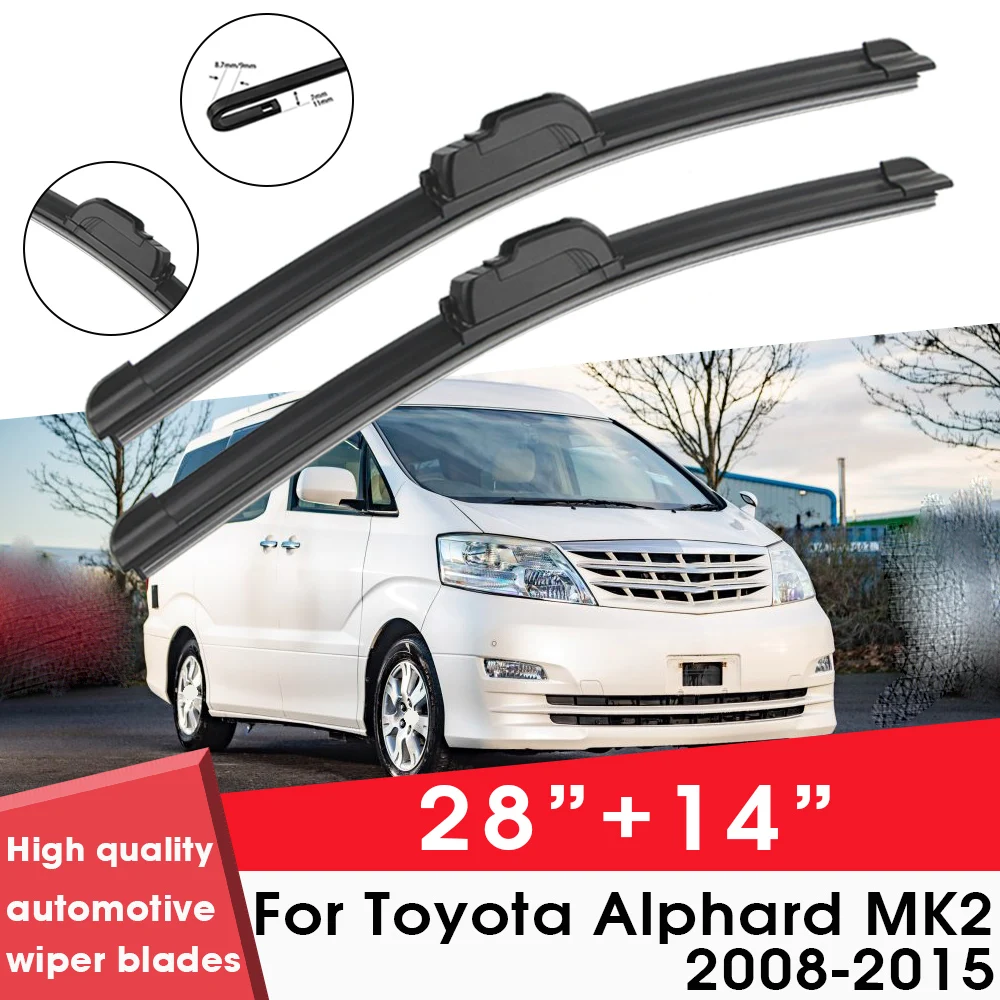 

Car Wiper Blade Blades For Toyota Alphard MK2 2008-2015 28"+14" Windshield Windscreen Clean Rubber Silicon Cars Wipers