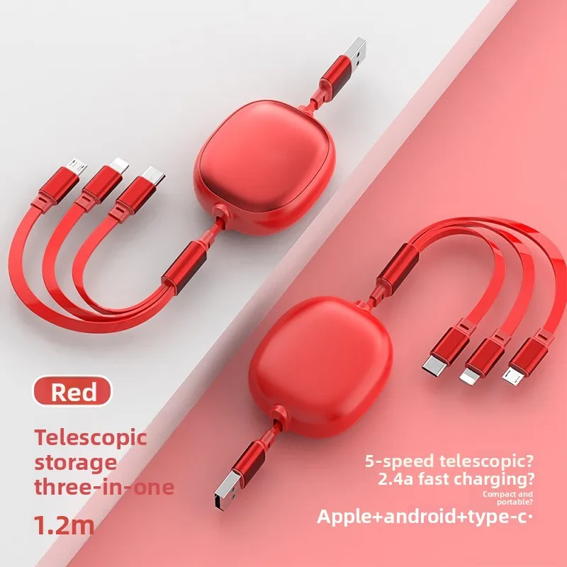 

Выдвижной кабель для зарядки, 3-в-1, быстрое зарядное устройство для ноутбука, совместимо с iPhone, шнур USB-C